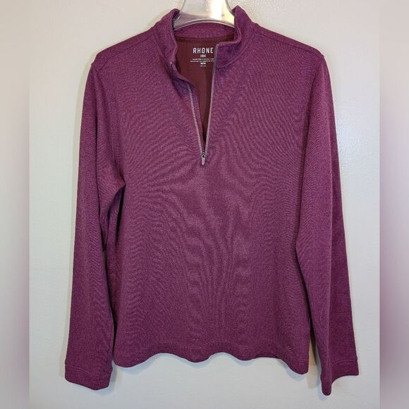 Rhone Mens Commuter 1/4 Zip Sweater Maroon Marle Size Medium - Picture 3 of 11
